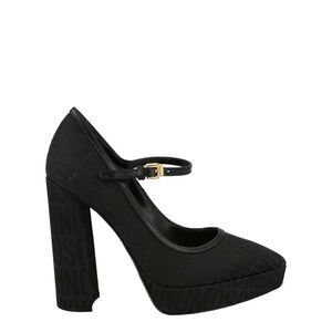 Moschino Logo Jacquard Mary Jane Pumps Black Womens